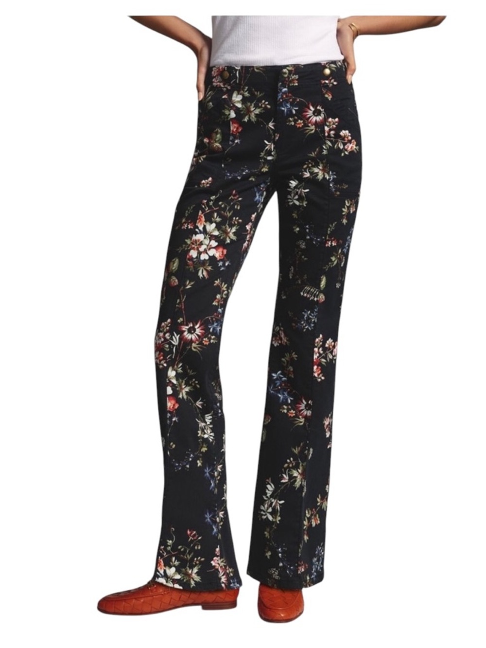 Anthropologie Pilcro Floral‎ Mid-Rise Demilune Bootcut Utility Pants | Size 29P